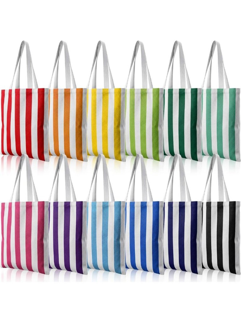 12 Pcs Stylish Canvas Tote Bags with Handle for Women - Versatile & Durable